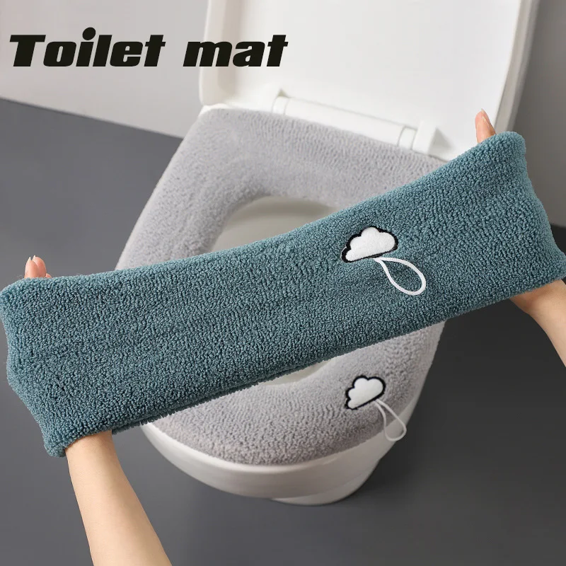 Soft Warm Toilet Mat Cover Winter Thick Closestool Mat Washable Bathroom Accessories Knitting O-shape Toilet Seat Cushion Pad