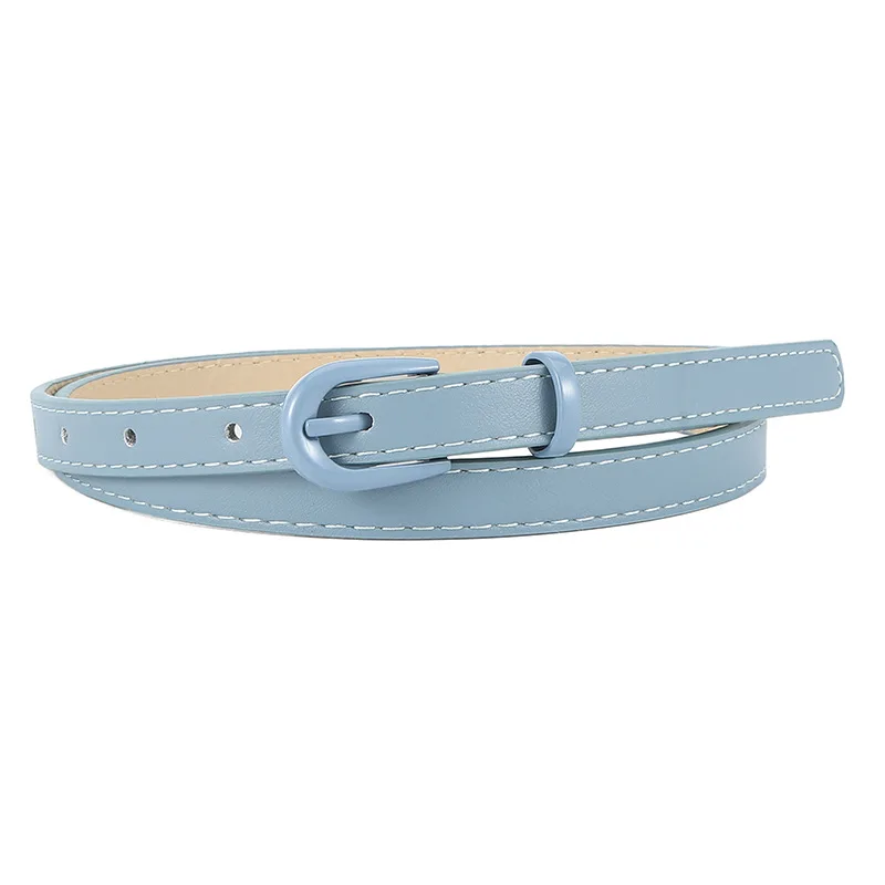 Ceinture en cuir fin pour femmes, nouveau Design très pratique, bleu, vert, rose, couleur bonbon, boucle ardillon, haut de gamme, vêtements assortis de luxe, 2024