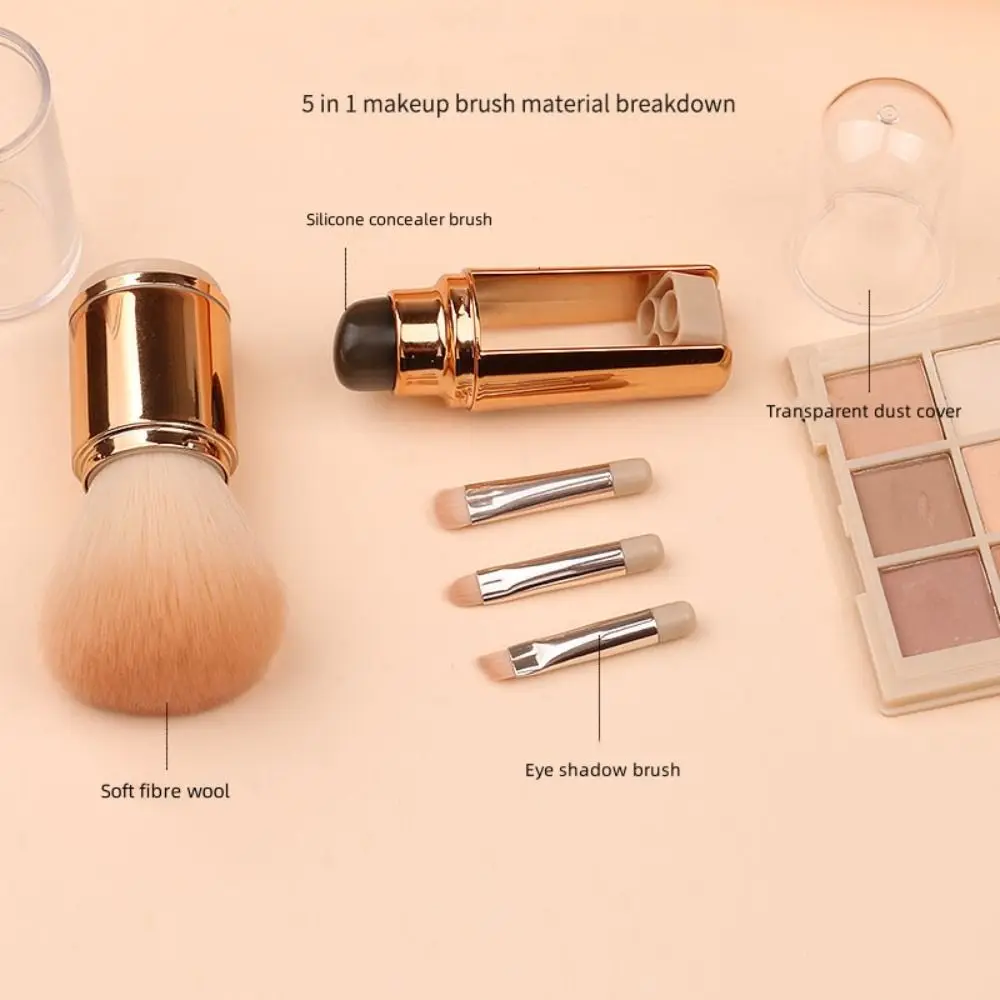 Ensemble de pinceaux de maquillage portables pour ombre à paupières, brosse à poudre extensible pratique, brosse anti-cernes douce et anti-poussière