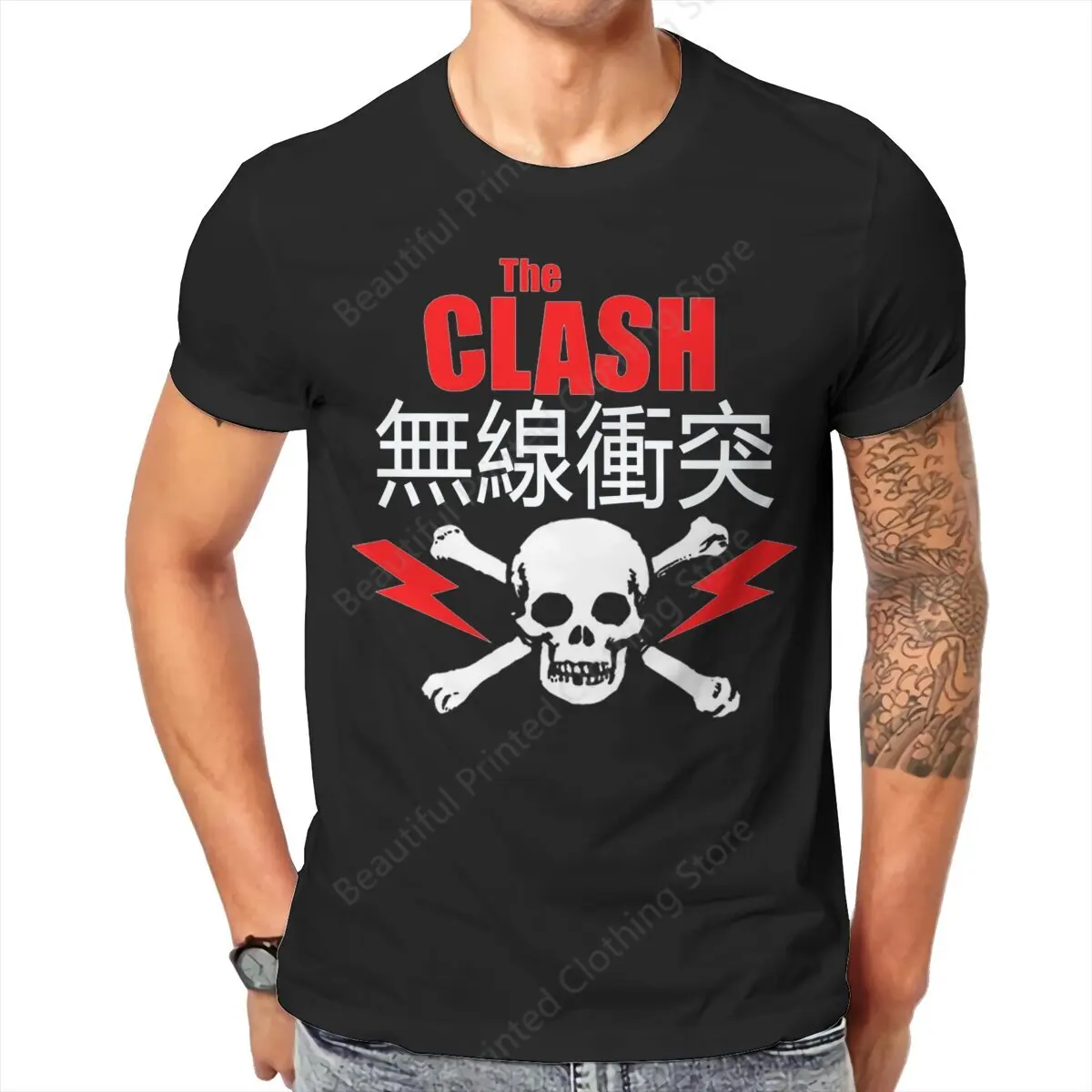 

Men Women Fashion T-shirt The Clash Red Printed Short Sleeved T-shirts Fashion Loose Tops Street Short Sleeve