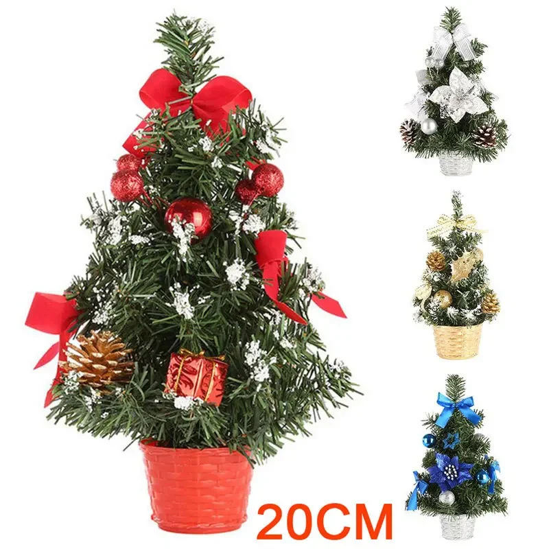 20CM Mini Christmas Decoration Tree Festival Desktop Decoration Small Tree Gifts Festival Party Decoration for Home New Year