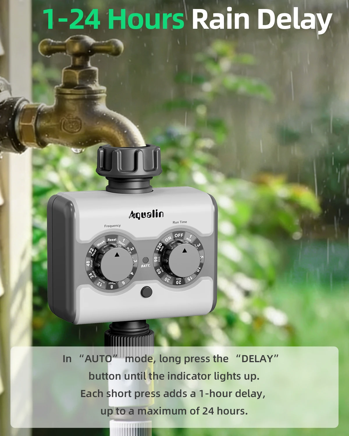 2026 New Water Timer with Brass Inlet, Dial Control Irrigation Timer Ball Valve with Delay Function for Garden Lawn Plants