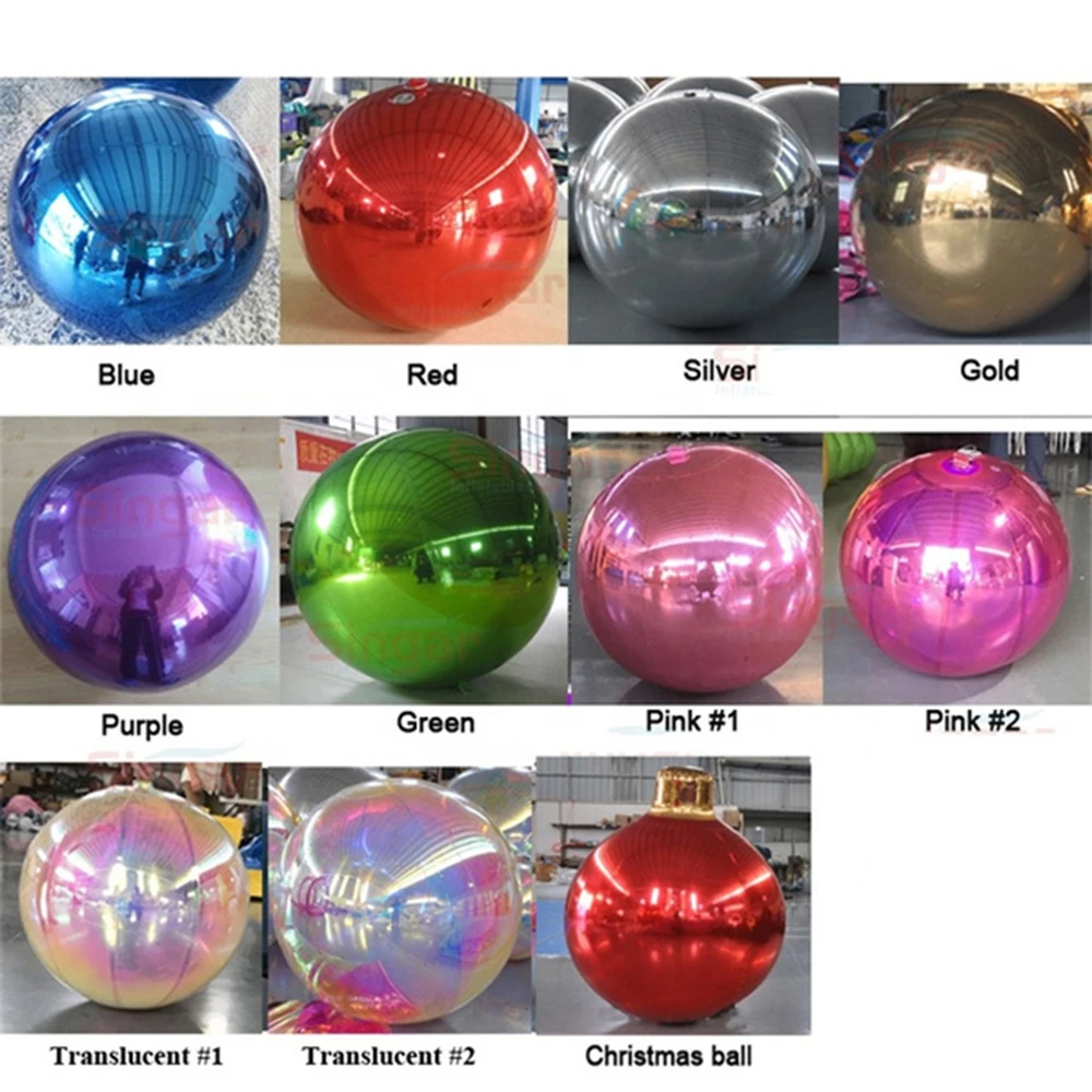 16 colors Inflatable Mirror Ball 0.5~3 Meters Hanging Inflatable Silver Airtight mirror Balloon For Decoration free ship