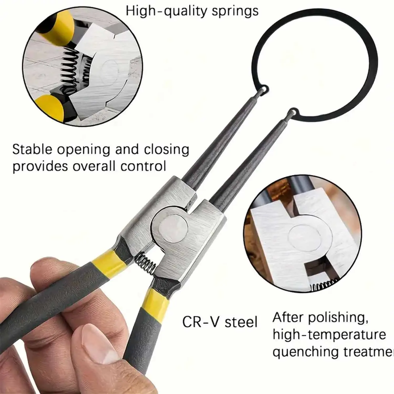 4pcs Circlip Plier Set 7'' Long Nose Plier Staight Bent Plier Inner Outer Staight Bent Plier Retaining Snap Ring Remover Tool image 4