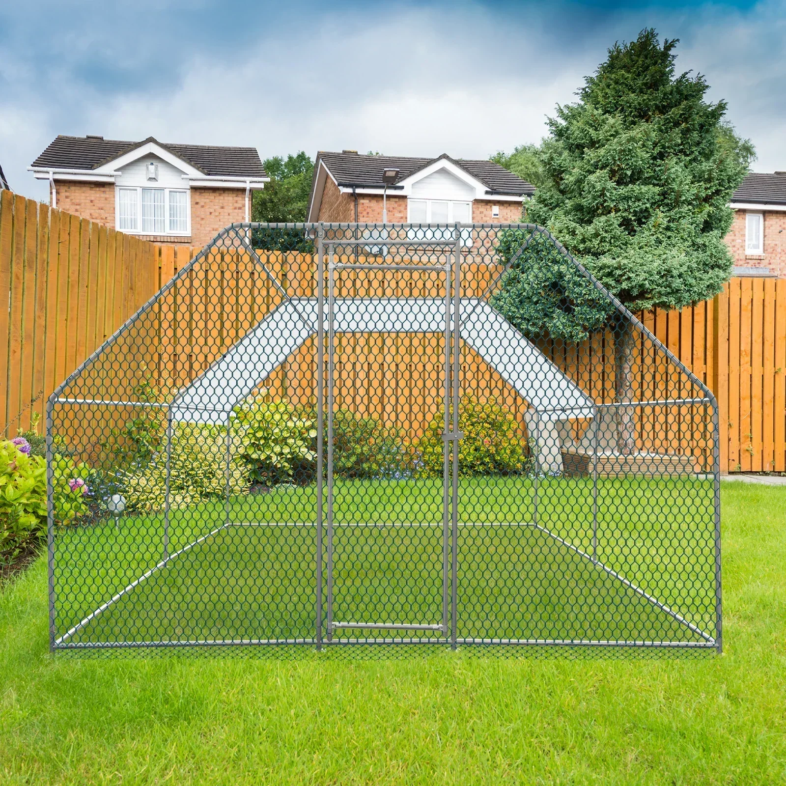 

Large Metal Chicken Coop Run for Yard with Cover, Walk-in Chicken Pen for Outdoor, Backyard, and Farm, Hen Cage Ho