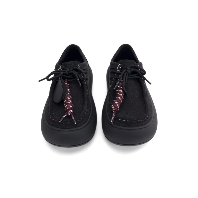 خريف جديد جلد سميك سوليد رئيس مستدير الدانتيل متابعة الكعك أحذية كبيرة رئيس الخبز أحذية رياضية المرأة المتسكعون الانزلاق على