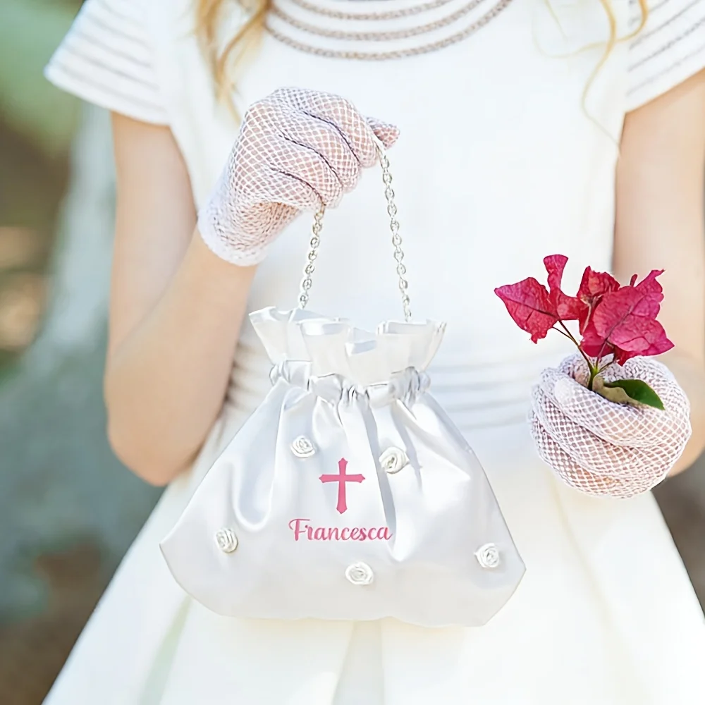 

Custom Cross Flower Bag Personalized Name Text Floral Crossbody Bag Small Shoulder Bag for Women Girls Daily Travel Party Gift