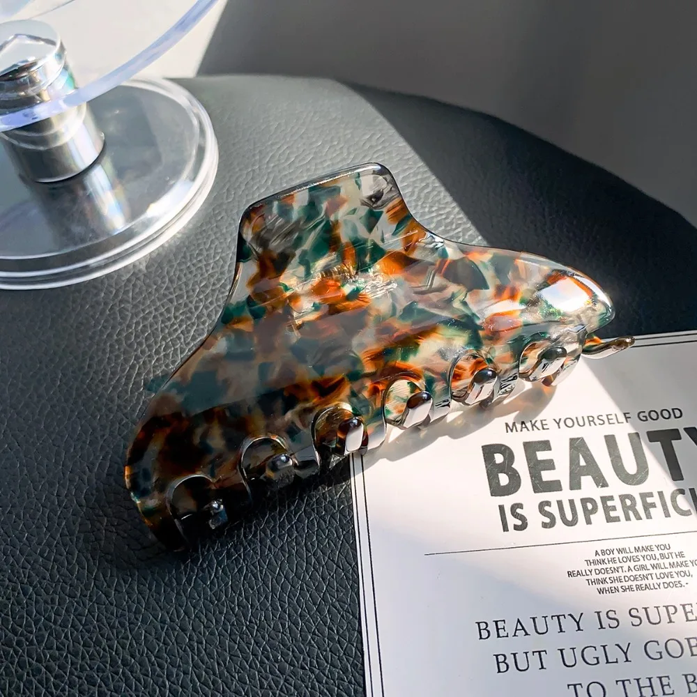

Solid Color Fresh Acetate Hair Claw Hair Clip Leopard Printing Printing Shark Clip Geometry Headwear Tortoiseshell Hair Claw