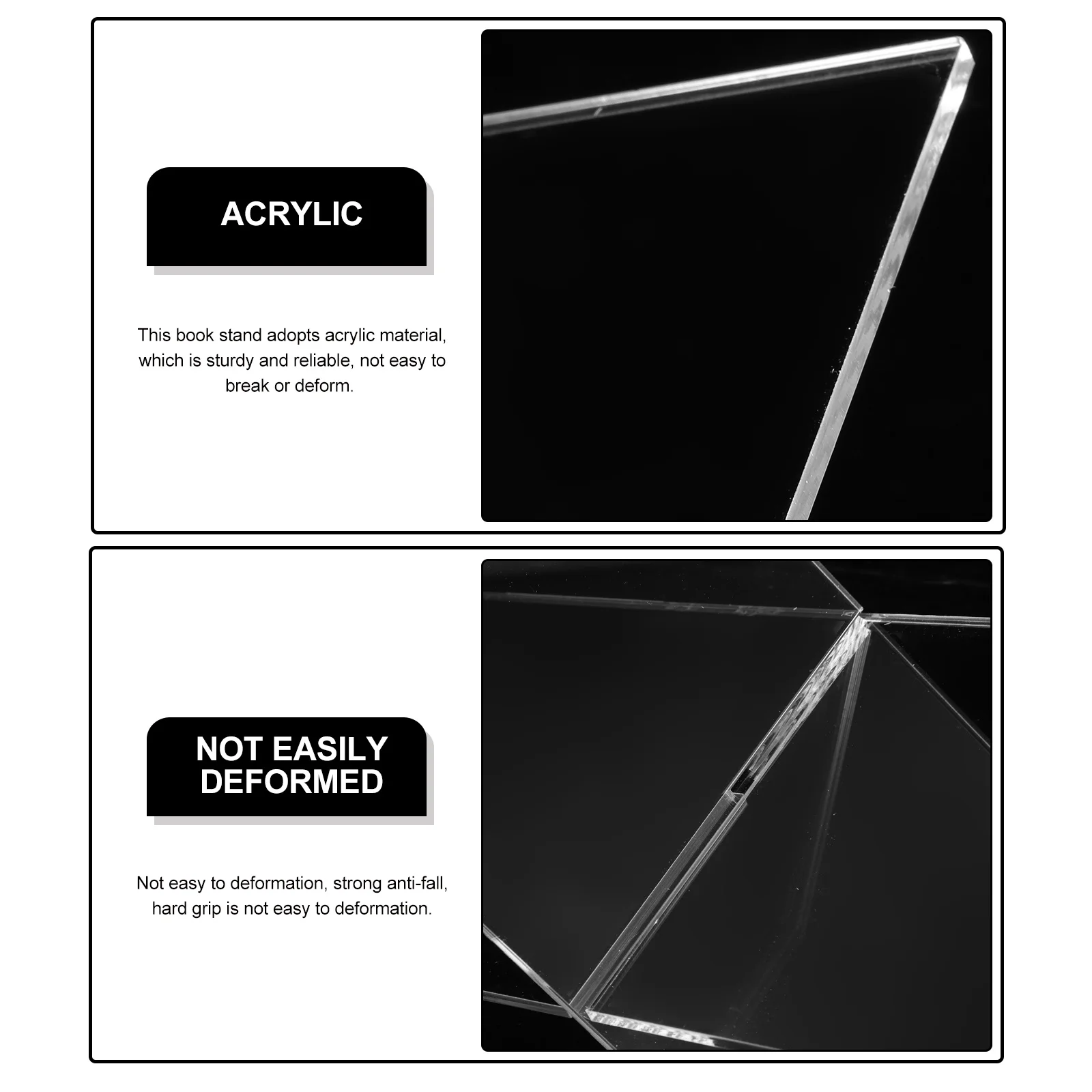 

1 комплект акриловой подставки для книг для кухни, демонстрационная подставка для чтения рецептов, прочная нескользящая устойчивая к царапинам подставка для книг для журналов