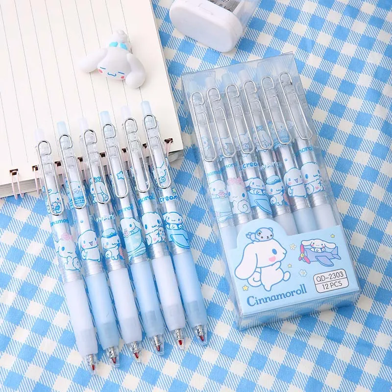 6-12Pcs Genuine Sanrio Series  0.5MM Gel Pens Kawaii Cinnamoroll Kuromi Black Pen Student Stationery Supplies School Gifts view 4