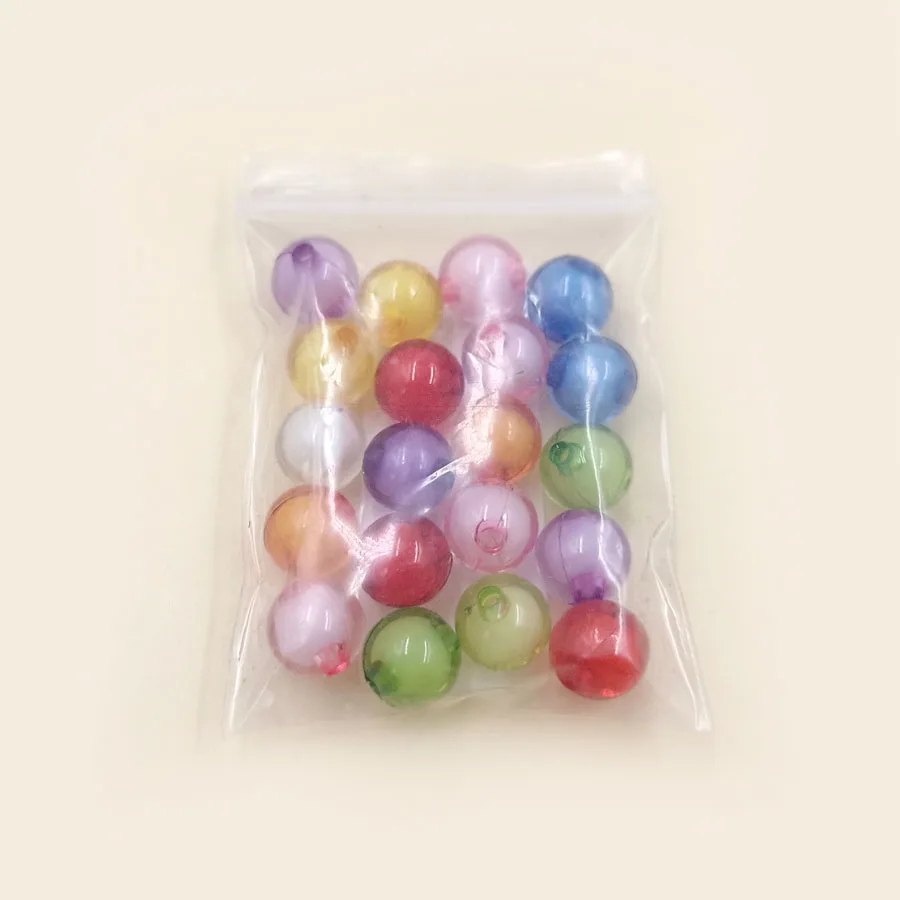 40/20Pcs 8mm/10mm Transparent Acrylic Round Beads Double Layer Color Making Necklace Bracelet DIY Jewelry Material Wholesale