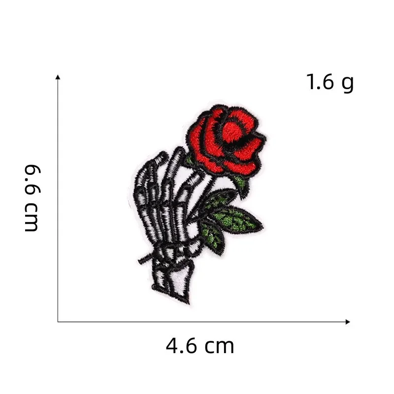 Punk Skull Embroidery Iron on Patches Skeleton Lovers Butterfly Badge Retro Bones Cloth Appliques for T-shirt Decor Fabric Logo