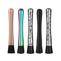 Stainless Steel Cocktail Drink Muddler - The Best Bar Tool for Old Fashioned & Mojito Stainless Steel w/ Grooved Nylon Head