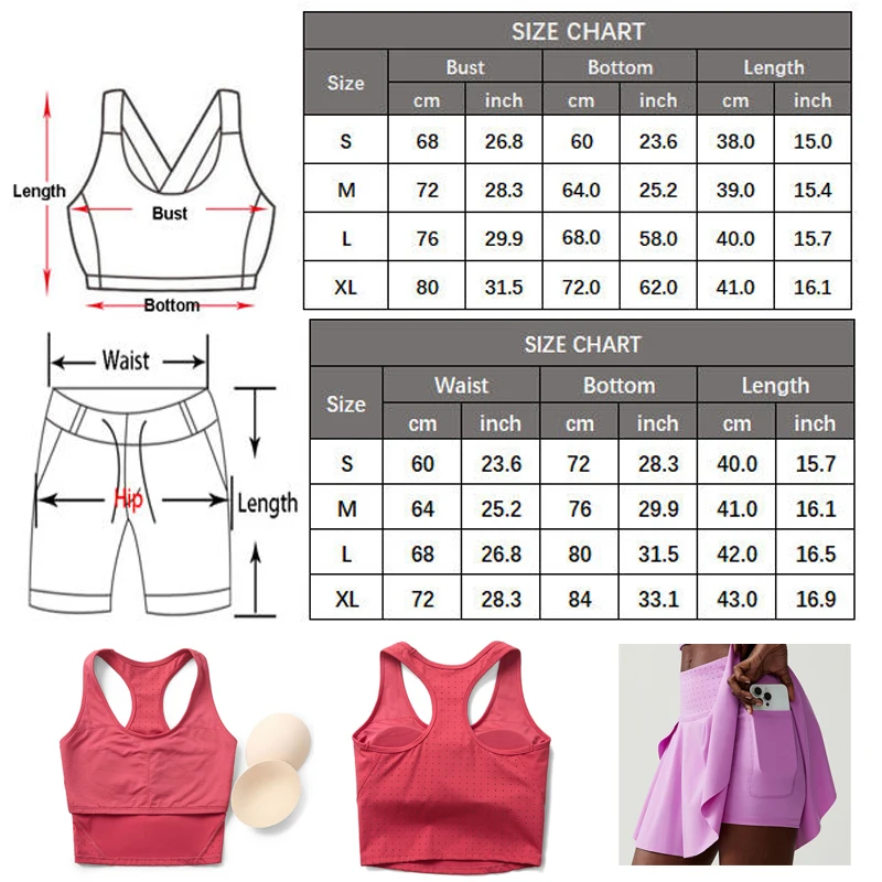 Women Two Pieces Fitness Yoga Set Breathable Outdoor Running Suit Soft Stretchy Tennis Skirt Workout Clothes Short Sportswear - Image 5