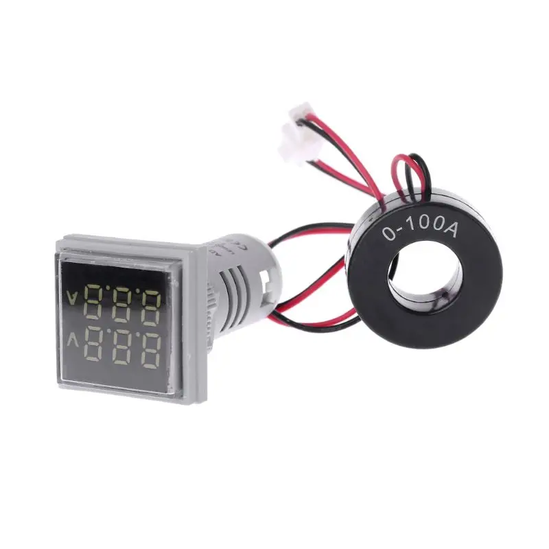 Upgraded Square LED Digital Dual Display Voltmeter & Ammeter Voltage Gauge Current Meter AC 60-500V 0-100A Durable