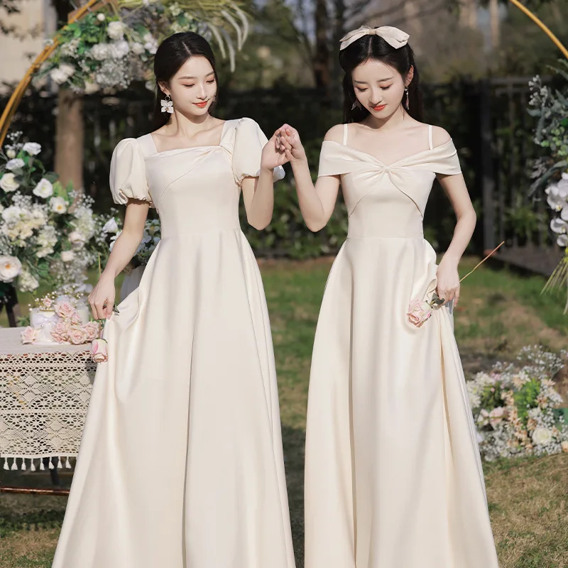 Bridesmaid Dress chambere2024new autumn high-grade fairy slim-fit graduation dress female friends dress