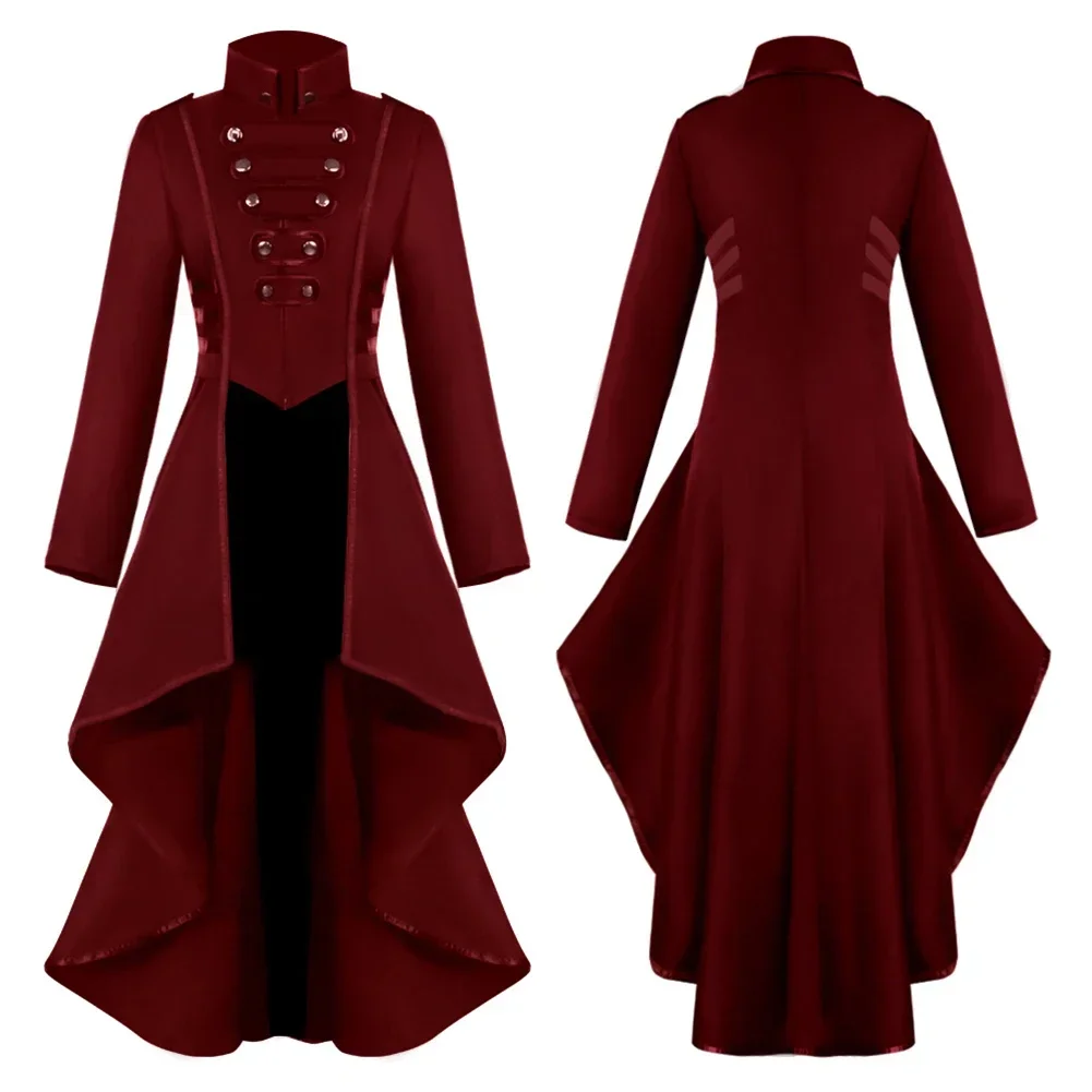 Weiblicher Mantel Mantel Langarm Mock Neck Non Stretch einfarbig Steampunk Schwalben schwanz Kleid die ganze Saison Frauen Mantel