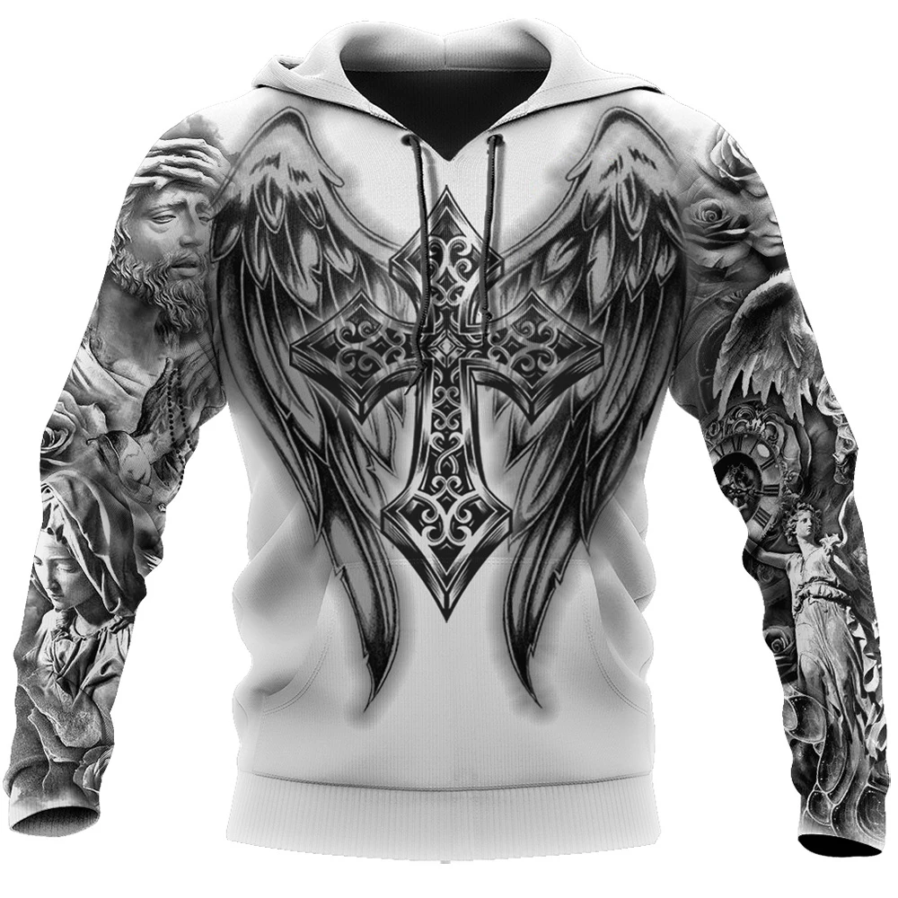 Men\'s Hoodie Jesus Christ 3D Print Hooded Sweatshirt Spring Fall Designer Fashion Casual Pullover Oversized Y2k Clothes Tops