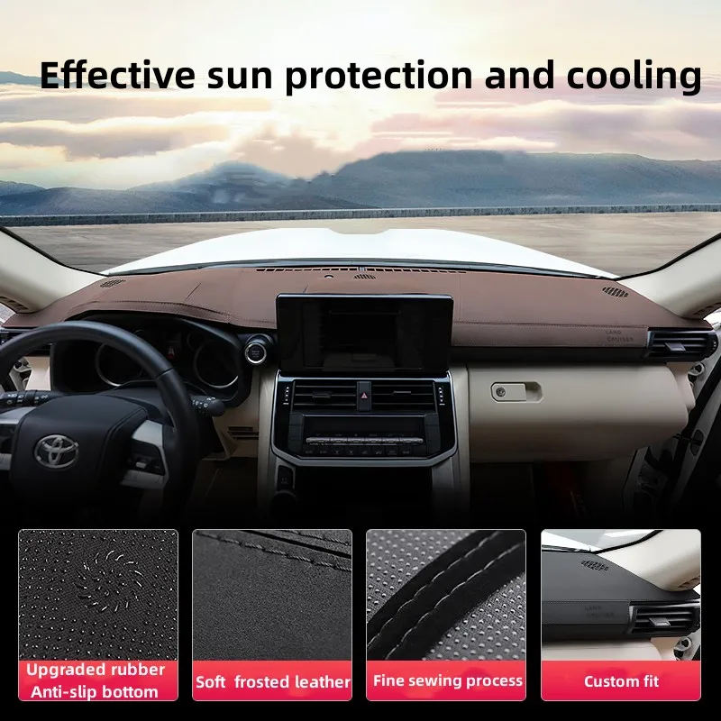 For Toyota Land Cruiser LC300 2022 2023 Car Dashboard Cover Frosted Leather Sun Shade Dash Mat Non-Slip Light Proof Pad LHD