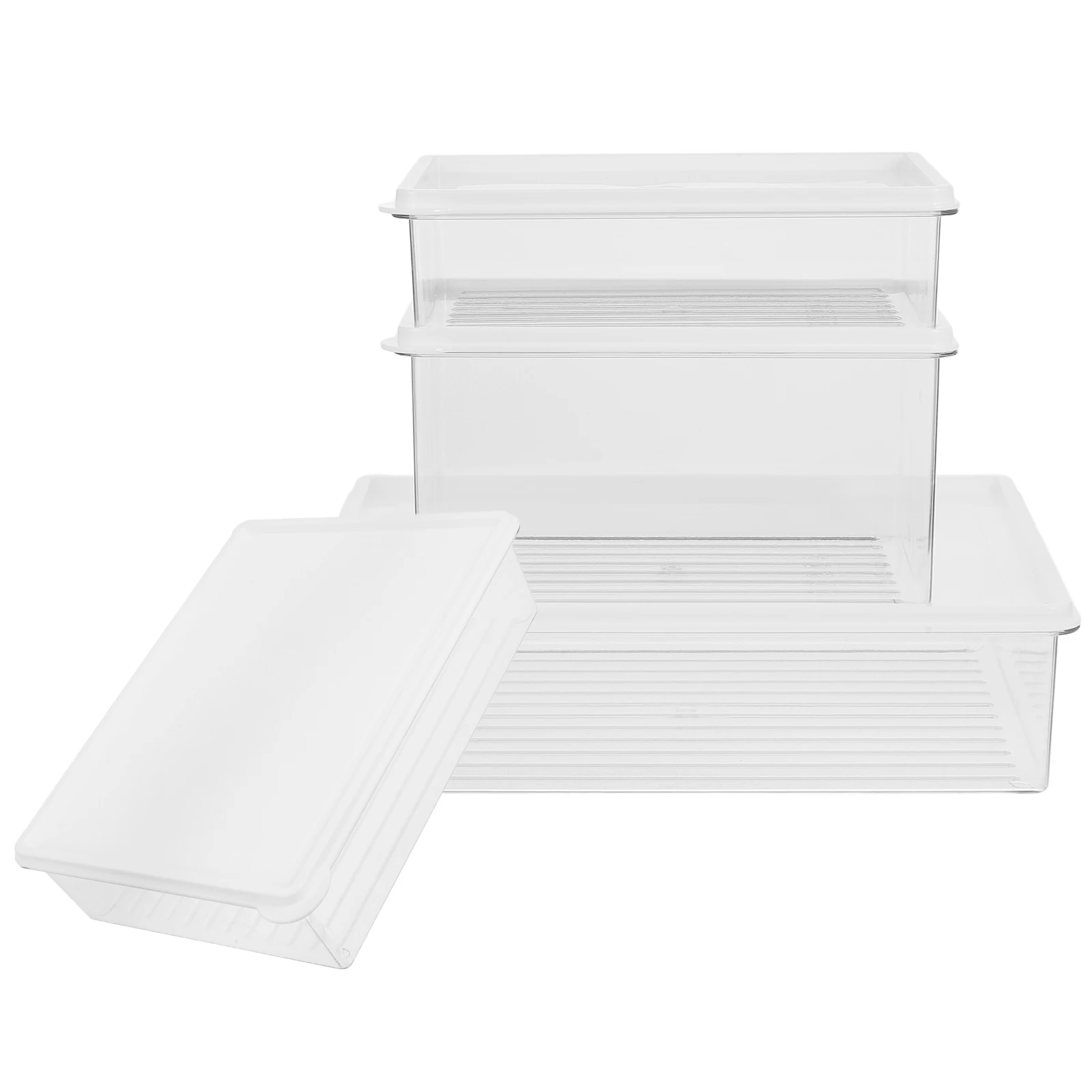 

4 Pcs Refrigerator Storage Boxes Clear Fridge Bins Stackable Fruit Containers Space Saving Material