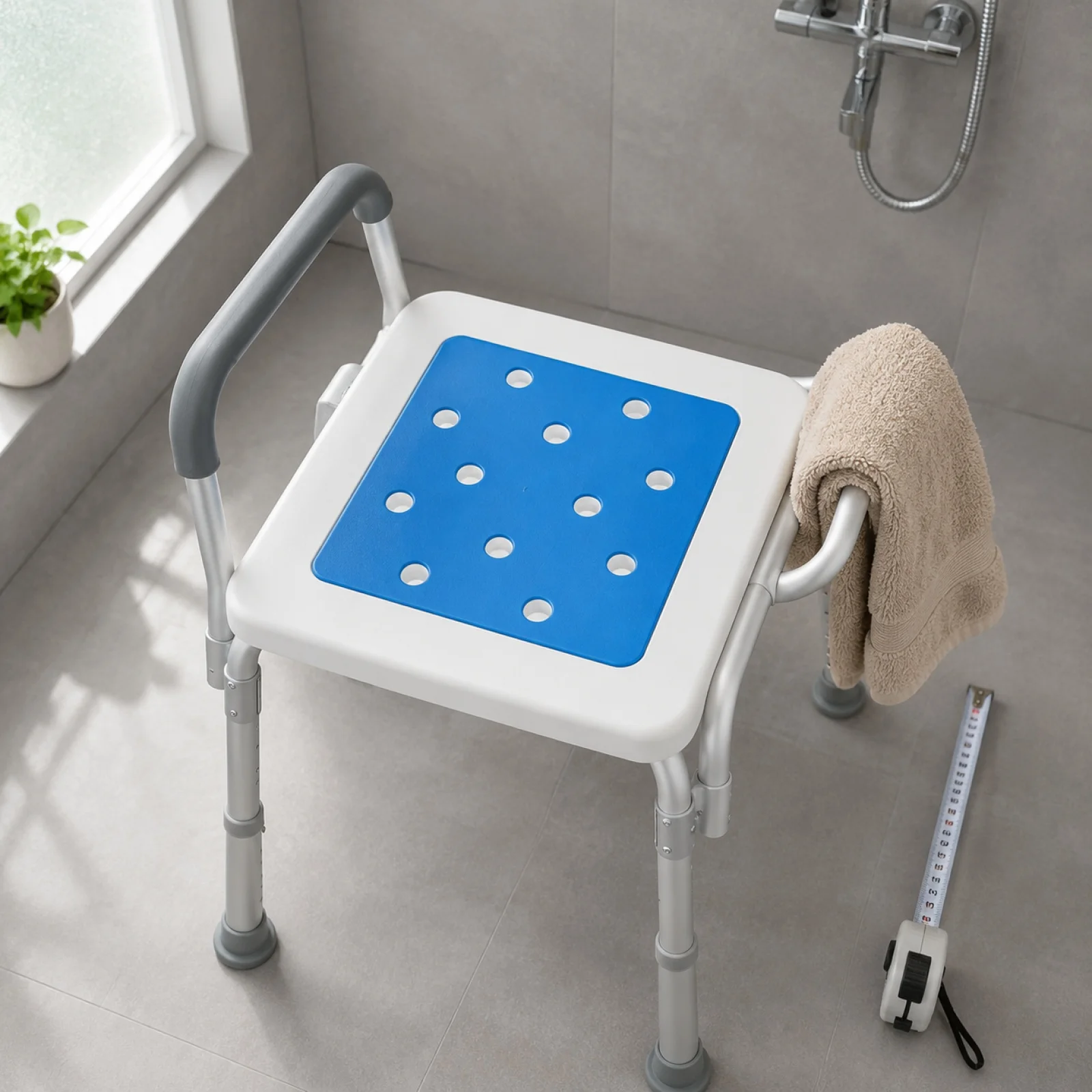 Non‑Slip Chair Cushion Hole‑Design Waterproof Bath Pad Cold‑Proof Mat For Elderly Disabled Replacement Shower Chair Cushion