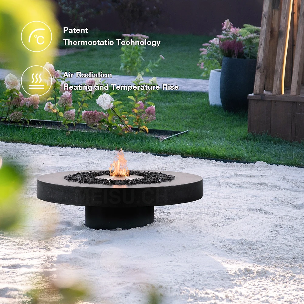MEISU.CH BBQ Cooking Outdoor Camping Cooking Villa Garden Stand Table 1500mm Wood/Gas/Alcohol Furnace Core Firepit With Table