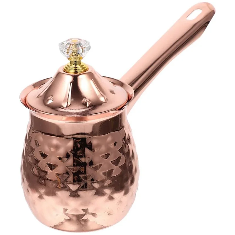 Turkish Coffee Maker Copper Coffee Tea Maker Milk Warmer Hot Chocolate Maker Butter Melting Pot 600Ml Rose Gold