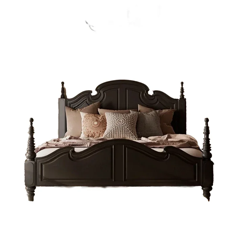 American rural solid wood Roman column 1.8 meters high back French retro wedding bed modern
