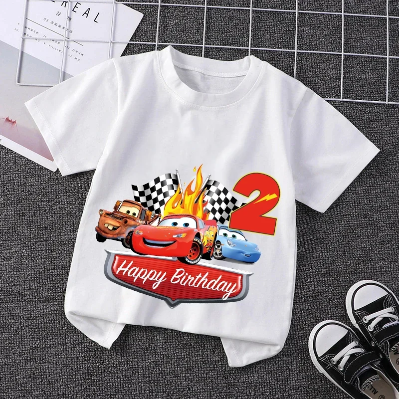 البرق ماكوين تي شيرت لصبي الاطفال ملابس عيد ميلاد عدد 1-9 طباعة سيارات تيز ملابس الأطفال ملابس الحفلات ملابس علوية من القطن هدية #6