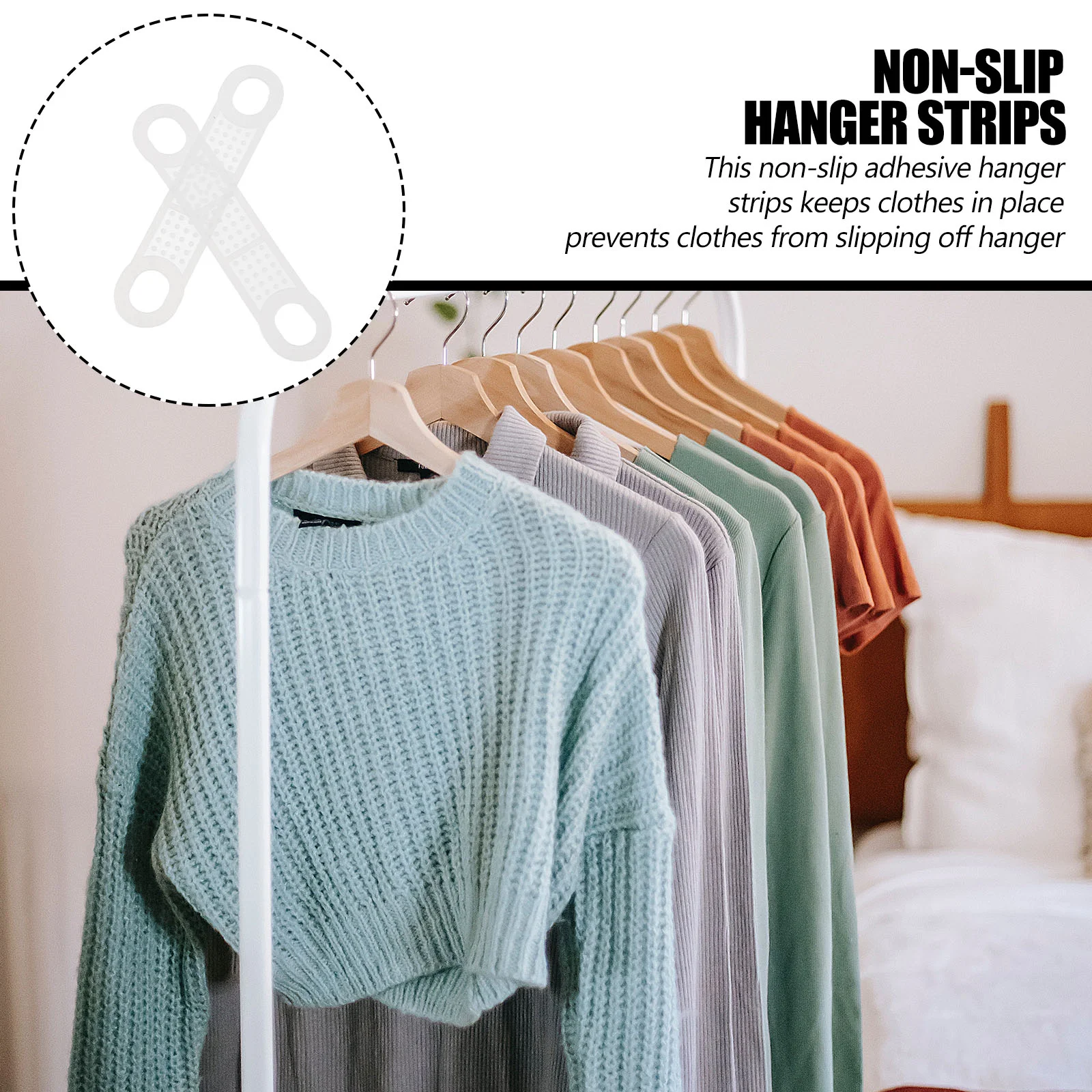 50 Pcs Anti Slip Tape Non-slip Hanger Strips Adhesive Silicone Grip Antiskid Accessories Closet