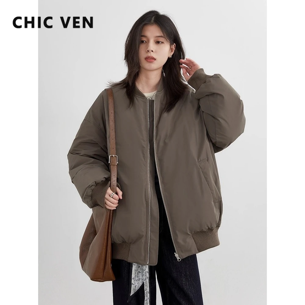 CHIC VEN New Women Down Coats Retro Loose Casual Double-sided Reversible Warm 90 White Duck Down Jacket Autumn Winter 2025