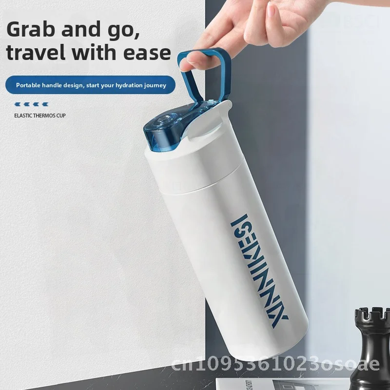 

Чашка-термос из нержавеющей стали 316, большая емкость для мужчин, студентов, спортивная бутылка для воды с ремешком-ручкой, ситечко для чая, автомобильная переноска