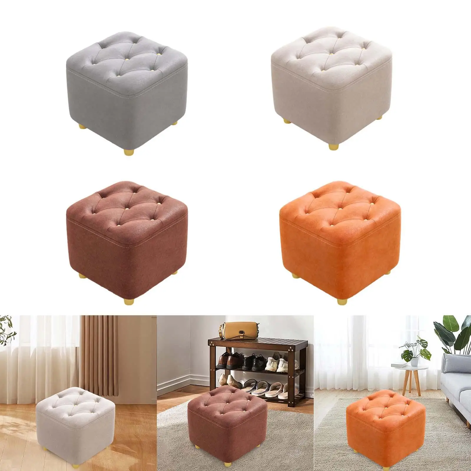 

Ottoman Stool Non Slip Silent Bottom Pads Wood Floor Protection Footrest for Entrance Dressing Room Office Apartment Bedside