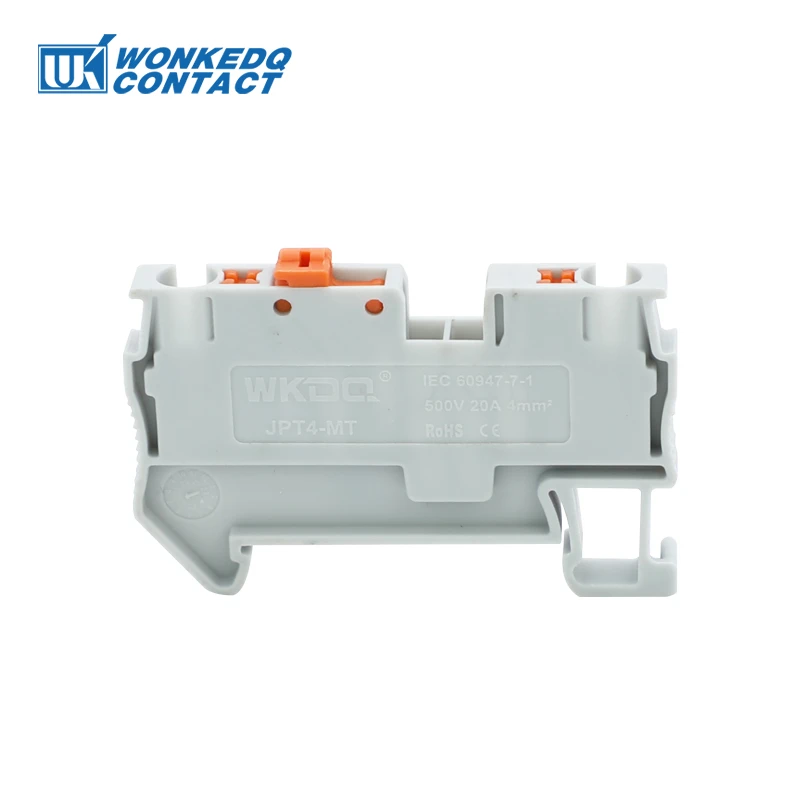 PT-4-MT Knife Disconnect Terminal Block Din Rail Mount PT4-MT 4mm Cable Push-in Insert Electric Wire Connector