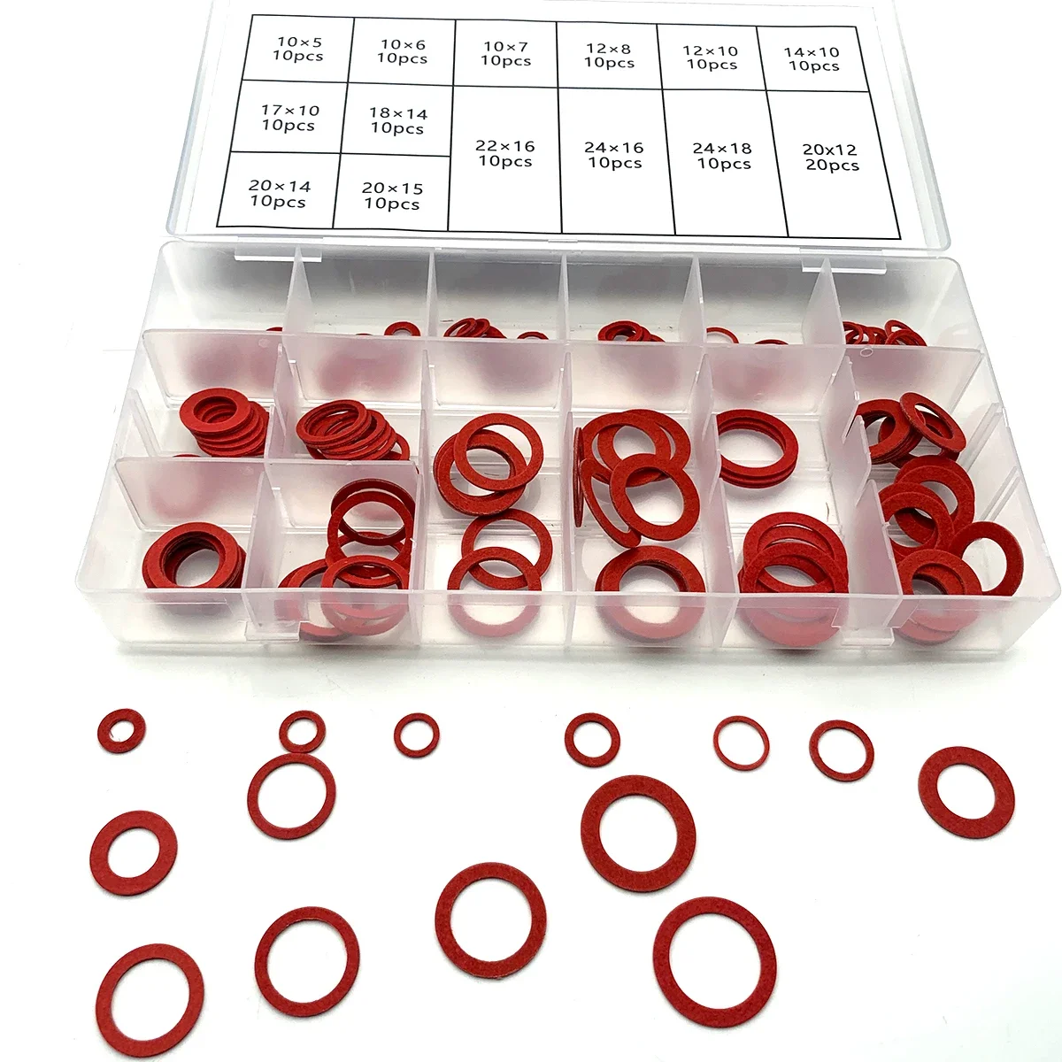 Red Steel Paper O-type Flat Gasket, High-temperature Resistant Insulation Gasket, Automotive Engine Oil Pan Sealing Maintenance.