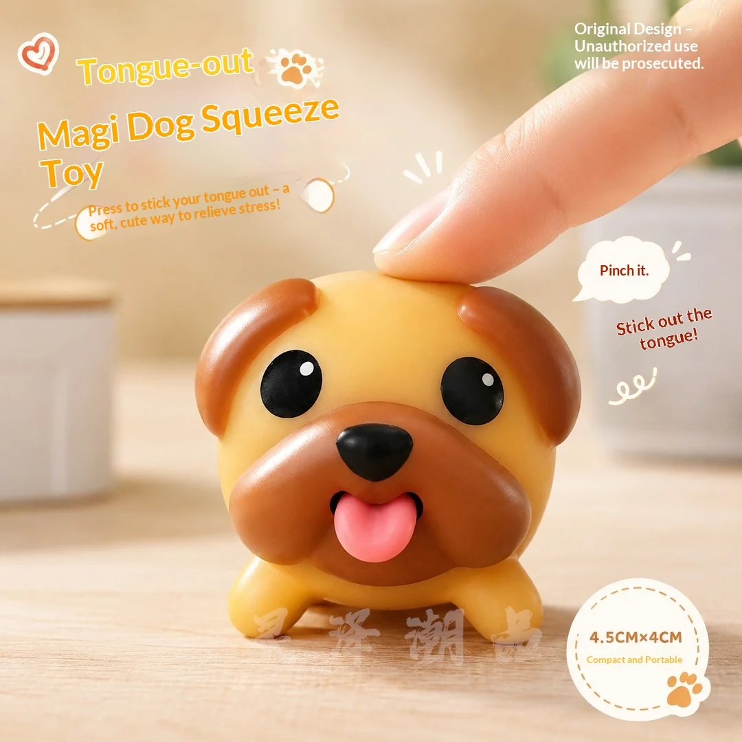 Cute Tongue Out Dog Squishy Toy Creative Squeeze Stress Relief Toy Funny Prank Fidget Sensory Toy For Adults Desktop Decor