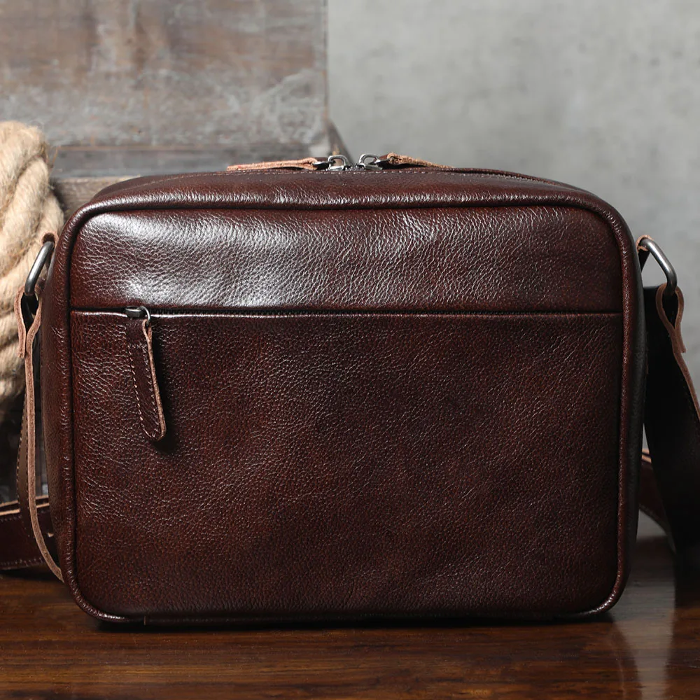 S.WORKER Echtleder Herren Casual Umhängetasche Modische Vegetabil Gegerbte Rindsleder-Brusttasche Leder-Handytasche Tagesrucksack – Detail 20