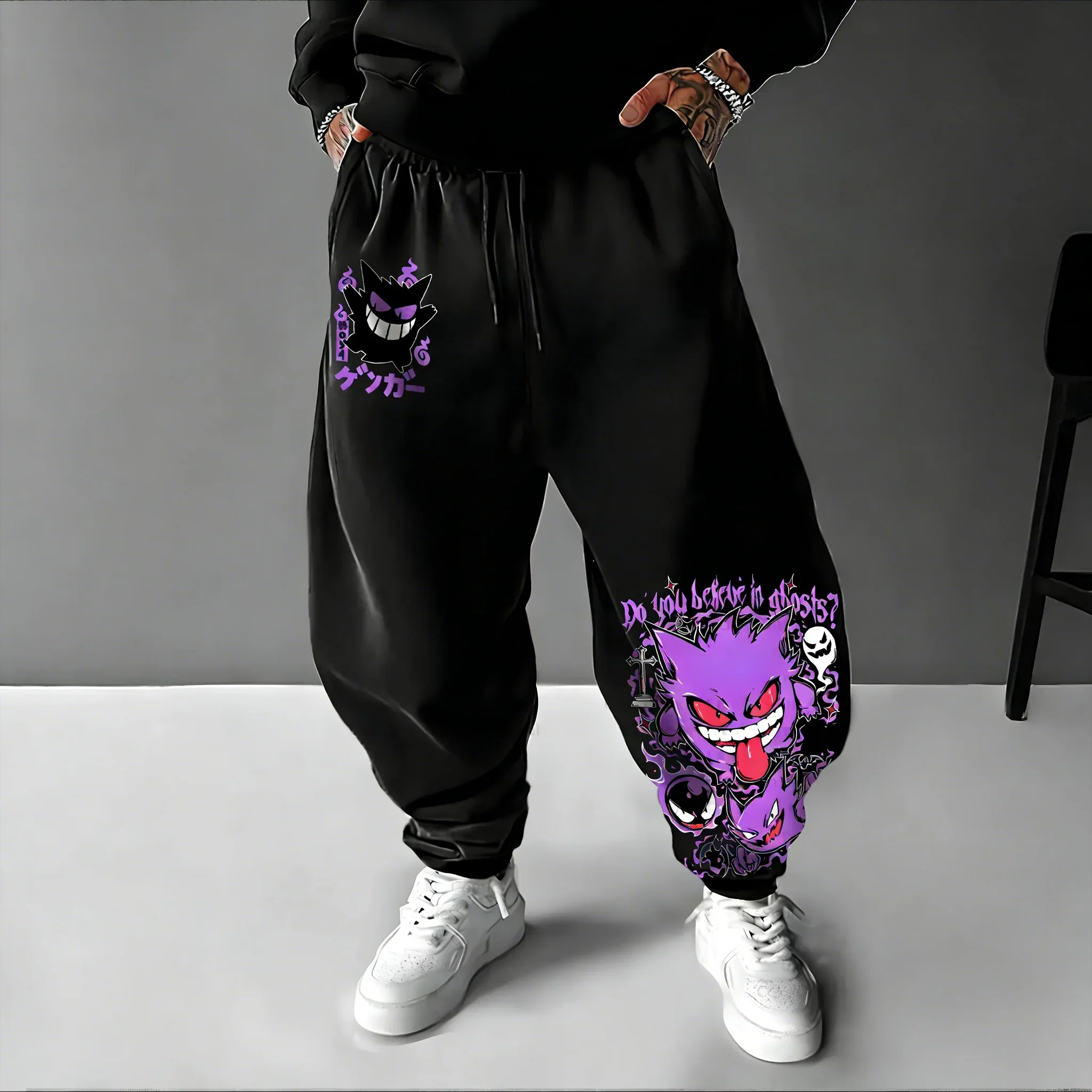 

Портативная игровая приставка Pokemon, брюки с принтом Gengar, весенне-летняя новинка, уличные повседневные свободные хлопковые брюки унисекс в стиле хип-хоп Y2K