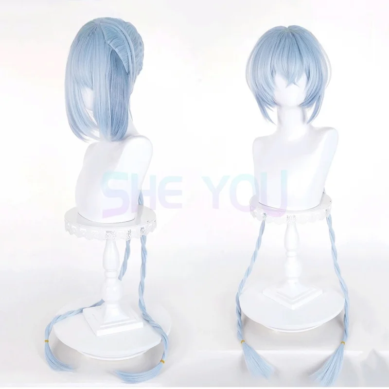 ZZZ Lucia Cosplay Wig with Detachable Braids Blue Wig Anime Heat Resistant Synthetic Wigs for Halloween Carnival Party Costume