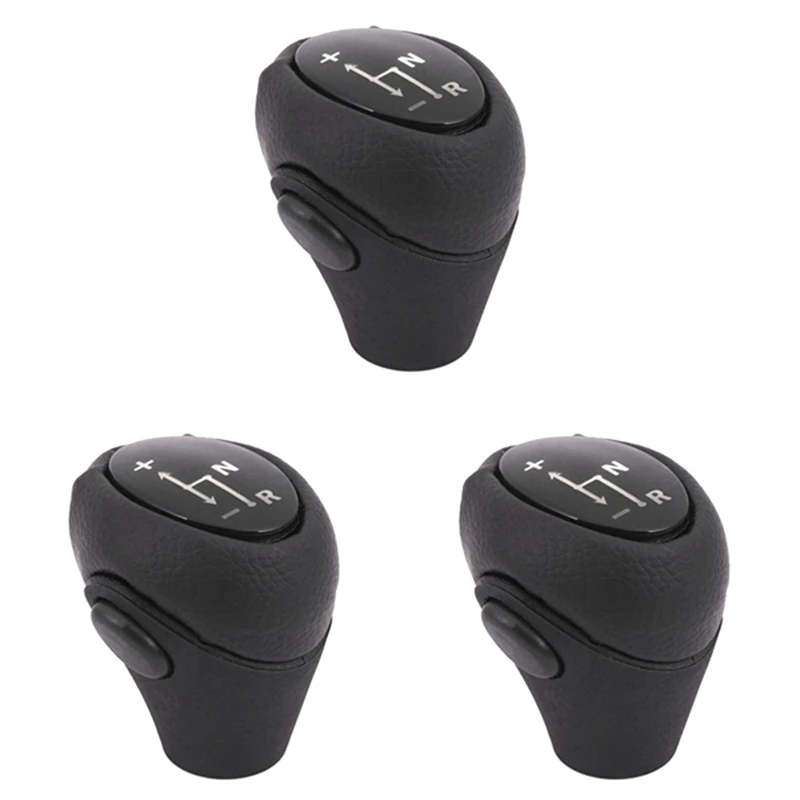 3Pcs Gear Shift Knob Black For Smart Fortwo 450 451 1998-2014 Smart Roadster 452 2003-2006