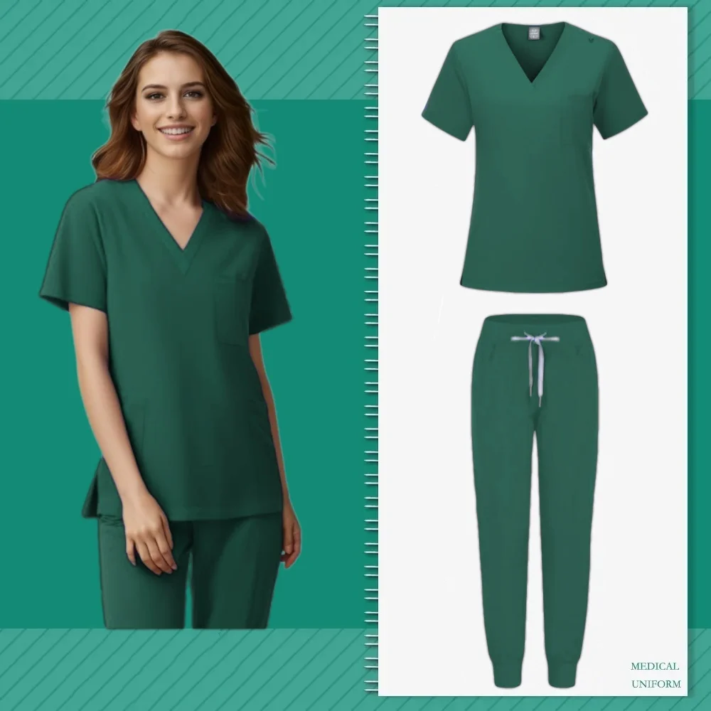 Fashion Hospital Nurse Beauty Dental Salon Work Clothes Uniform Medical Scrubs Jogger Unisex Sets Spa Uniforms Women