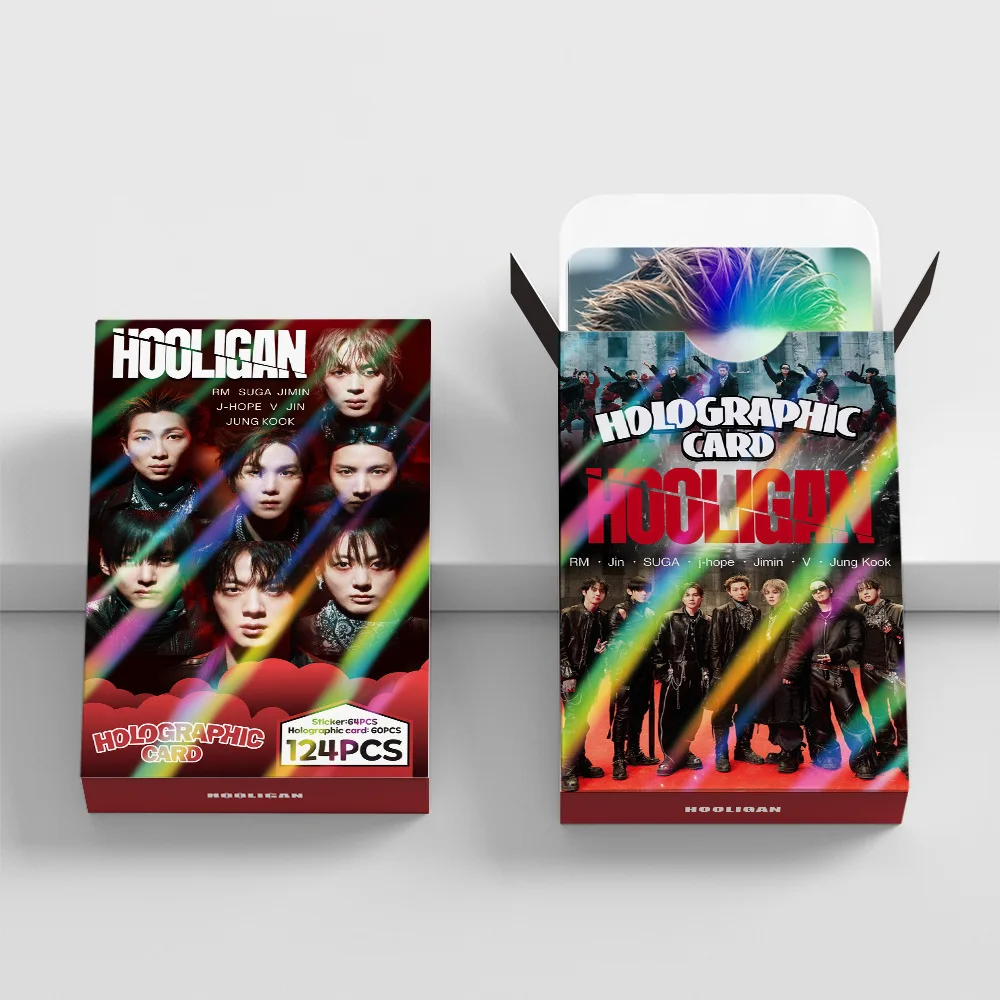 124 Tarjetas Láser del Grupo de Chicos Hooligan, Tarjetas Flash Coleccionables, Tarjetas Holográficas LOMO, Tarjetas de Colección para Fans, Regalo