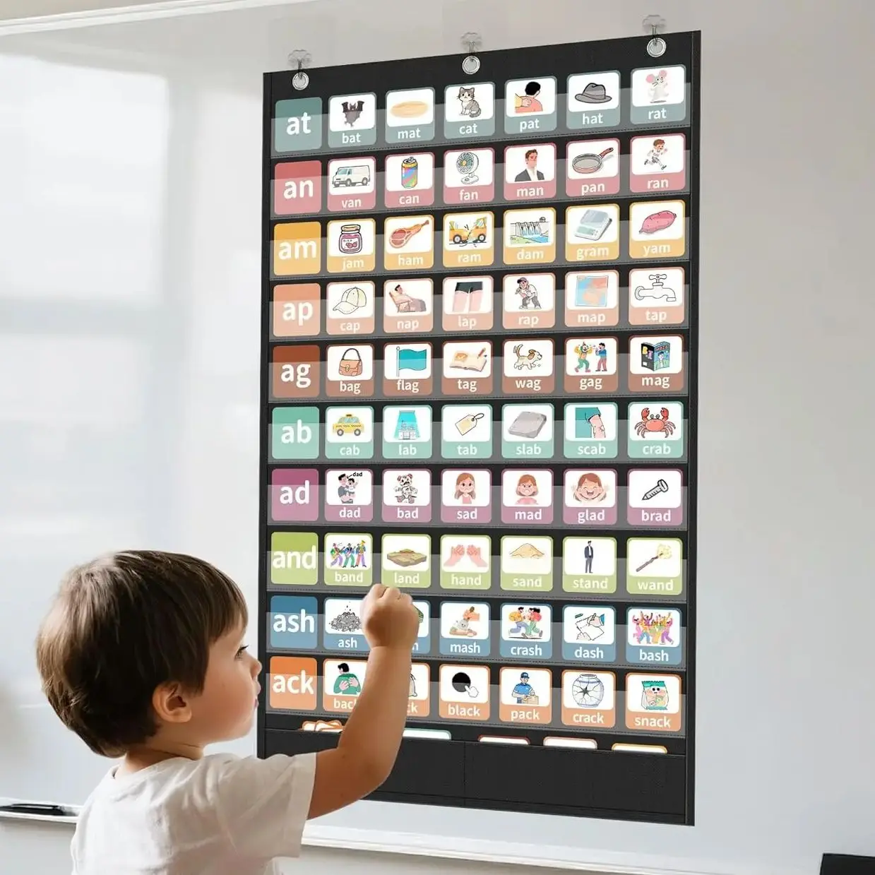 Gráfico de bolsillo estándar Gráfico transparente de 10 bolsillos para aula Gráfico de bolsillo colgante resistente para tarjetas de letras de pared de palabras