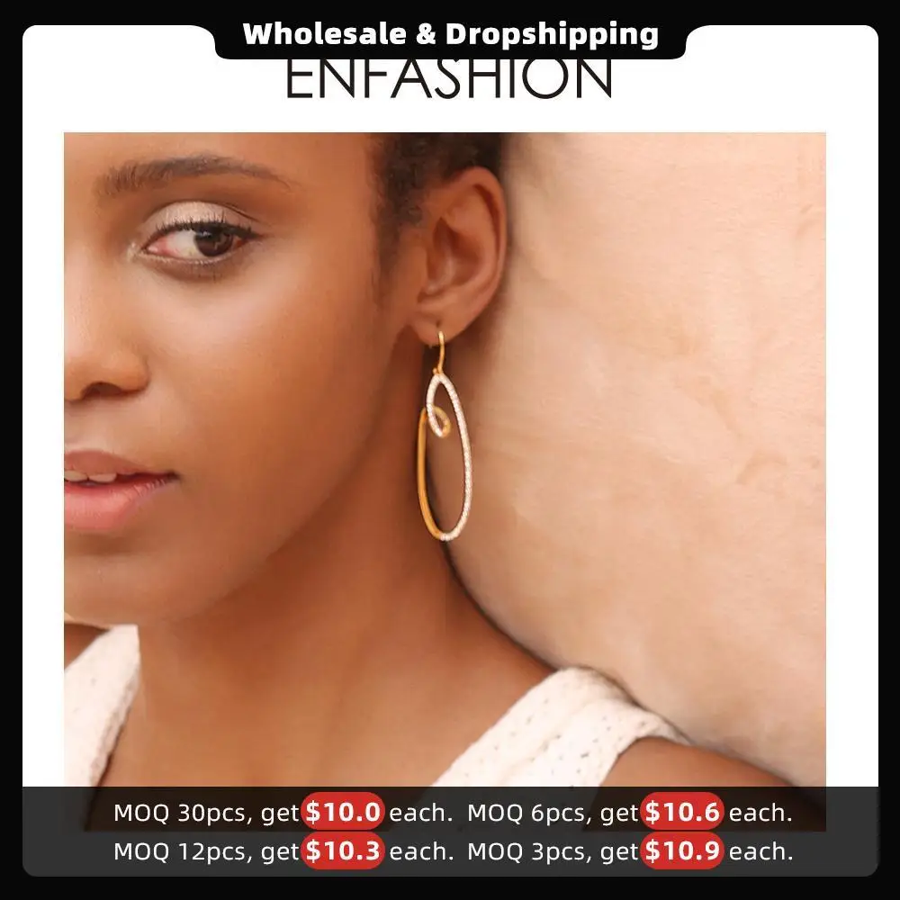ENFASHION Rhinestone Geometric Drop Earrings For Women Water Droplets Shape Crystal Earings Fashion Jewelry Oorbellen EF191046