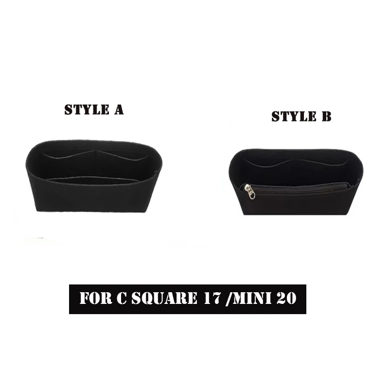 For  Square 17 mini20  Insert Organizer Felt Insert Women Makeup Bag liner Travel Organizer Portable Cosmetic Bag Shaper