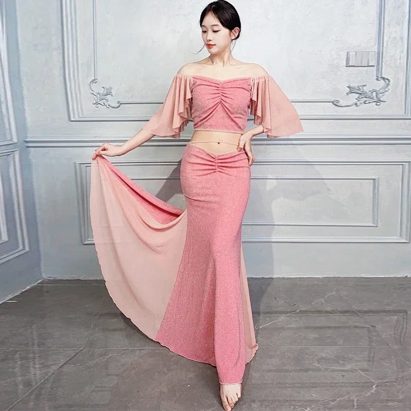 Roupas de dança do ventre para mulheres, elegantes e sexy, roupas de prática para meninas, dança oriental, roupas de treinamento profissional