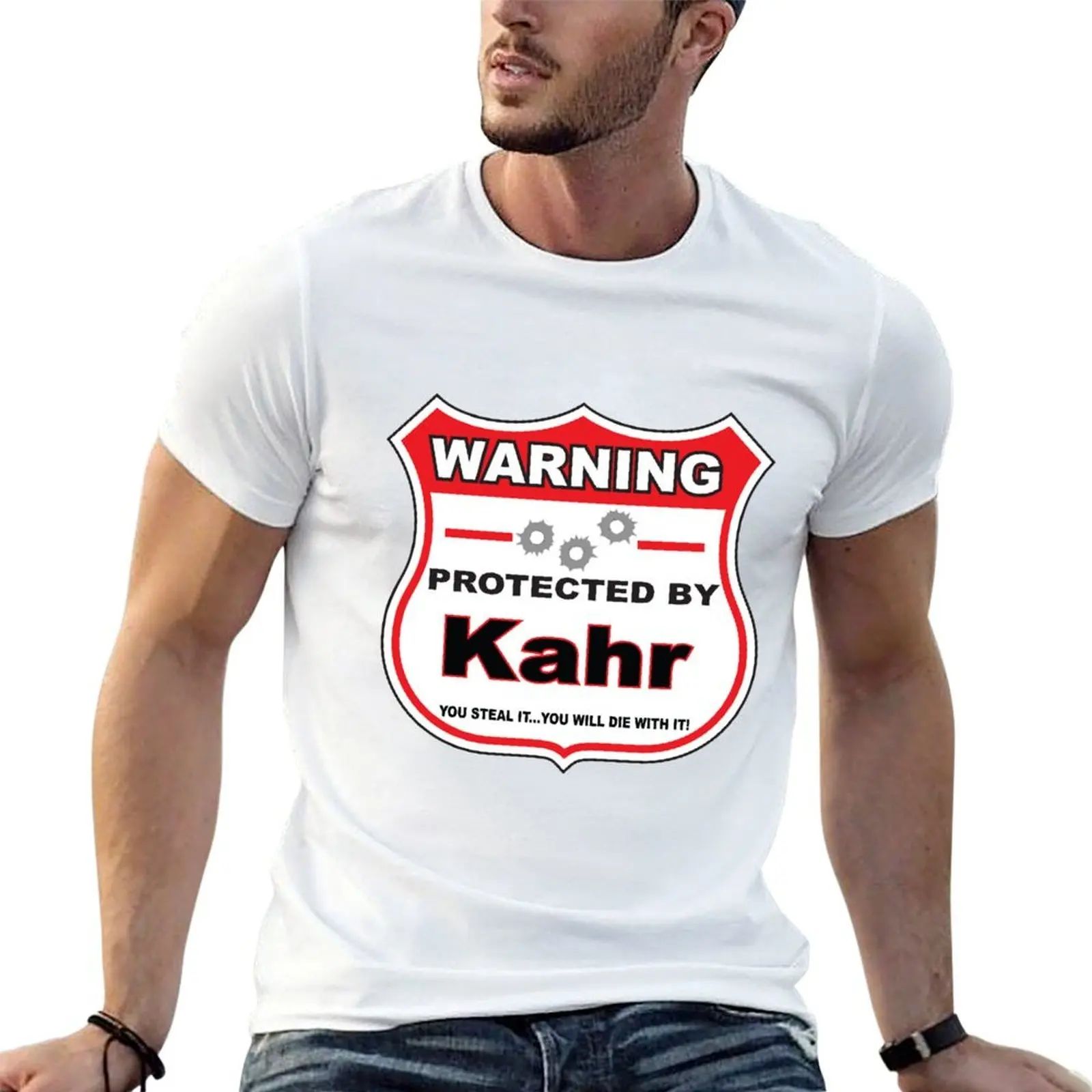Kahr Protected by Kahr Shield T-Shirt cotton t shirt pack funny t shirts man t shirt man designer T-shirt