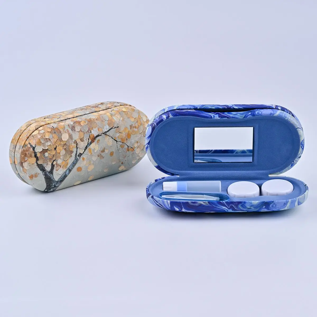 Two-in-One Frame Glasses Box Pressure-Resistant Portable Creative Fluid Money Tree Storage Double-Layer Invisible Glasses Compan