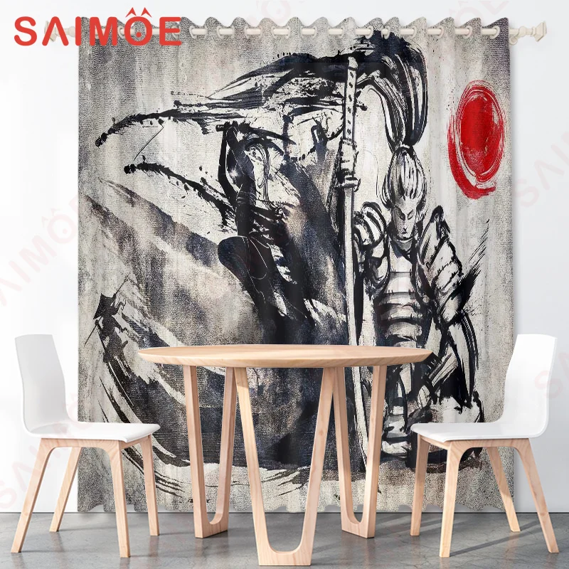 

Janpenese Style Anime Games Characters Pattern Curtain Hero Cherry Multi-colored Fabric Decoration for Living Room Bedroom Set