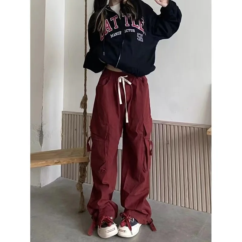 

American Vintage Wide Leg Denim Trousers Woman Free Shipping New Arrival Fashion Hip Hop Loose Baggy Cargo Pants For Women